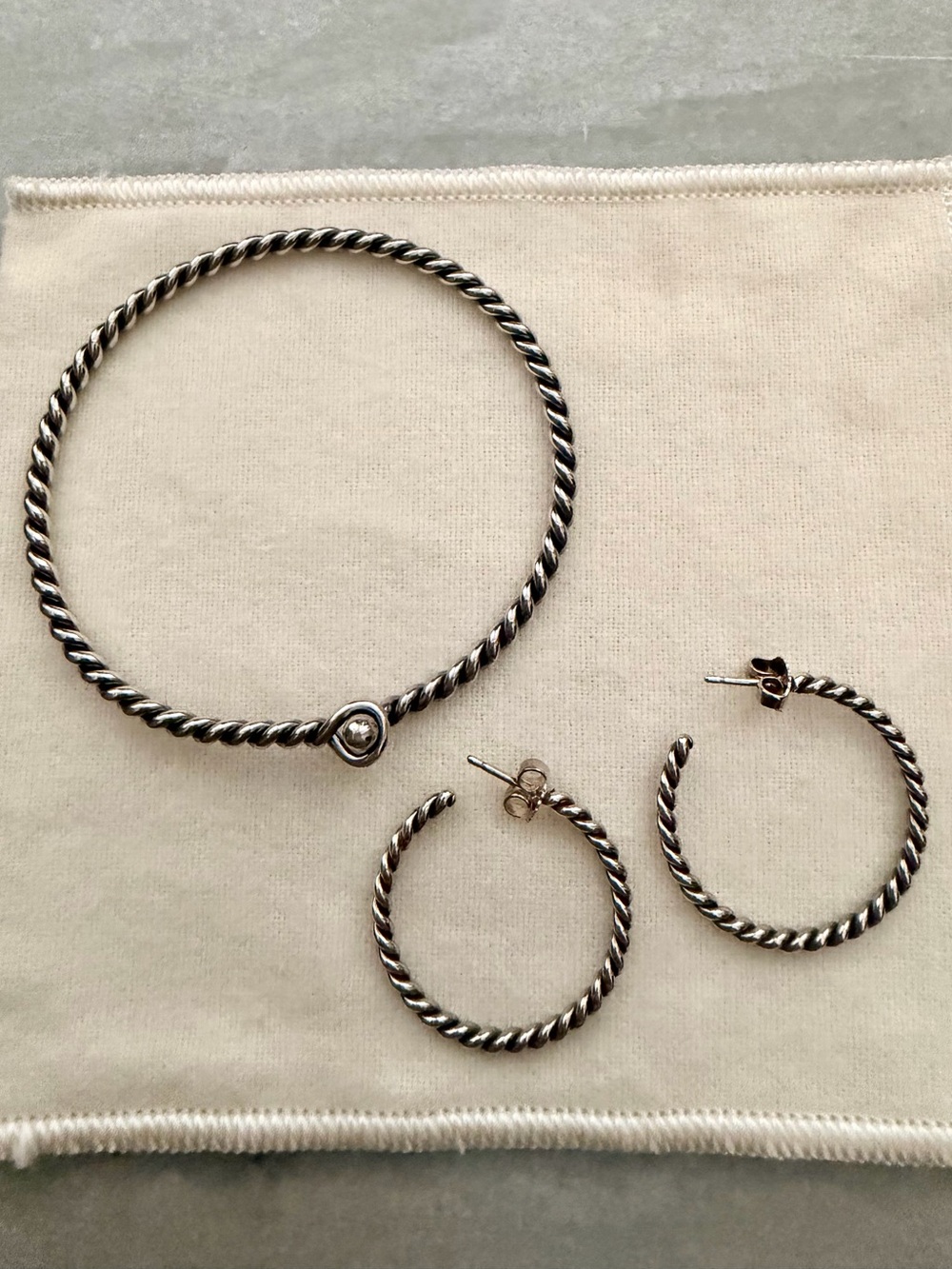 James Avery Twisted Wire Bracelet and Earrings